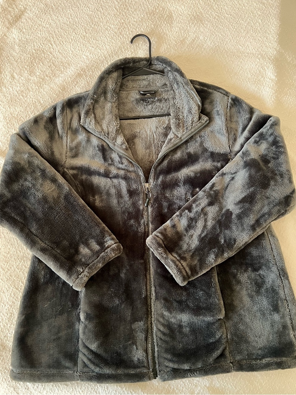 32 Degrees Plush Faux Fur Zip-Up Teddy Jacket Super Soft in Green